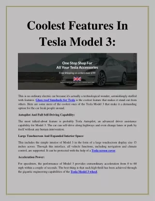 Coolest Features In Tesla Model 3