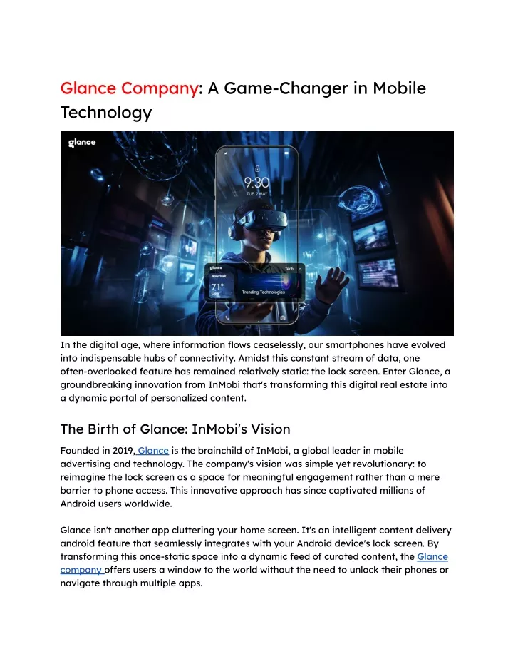 glance company a game changer in mobile technology