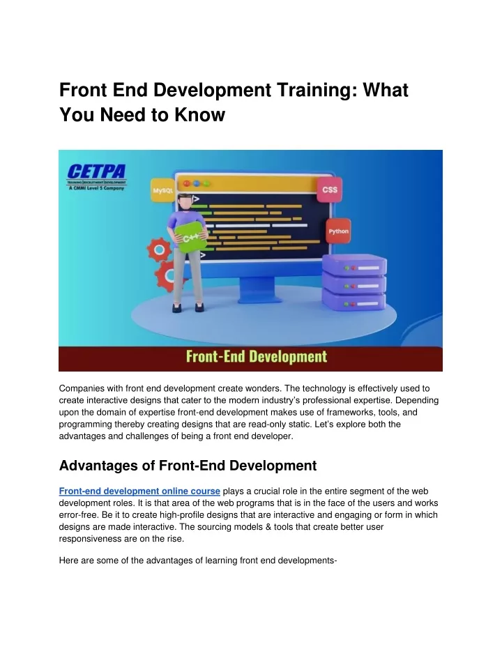 front end development training what you need