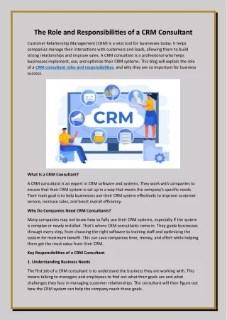 the role and responsibilities of a crm consultant