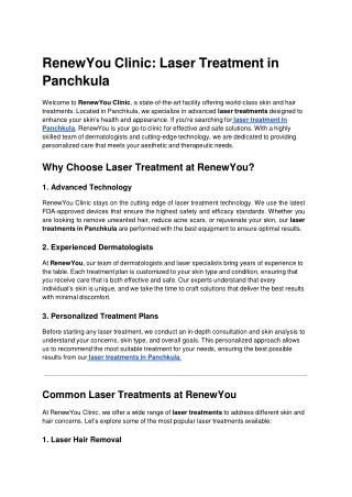RenewYou Clinic: Laser Treatment in Panchkula