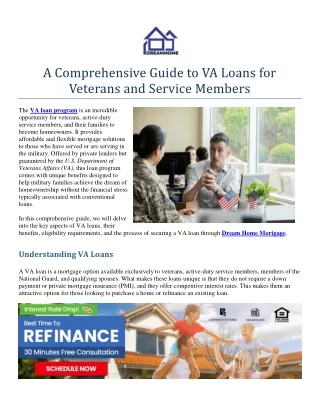 A Comprehensive Guide to VA Loans for Veterans and Service Members