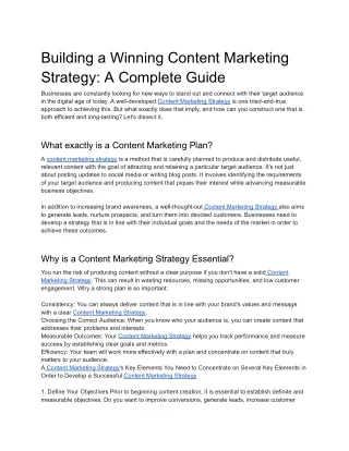 Building a Winning Content Marketing Strategy: A Complete Guide
