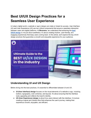 Best UI_UX Design Practices for a Seamless User Experience