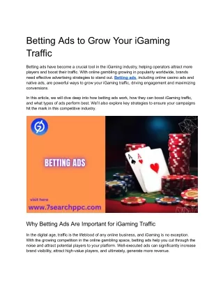 Betting Ads to Grow Your iGaming Traffic