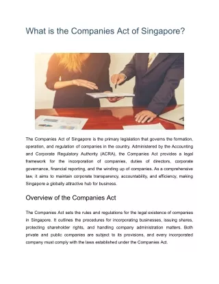 What is the Companies Act of Singapore?