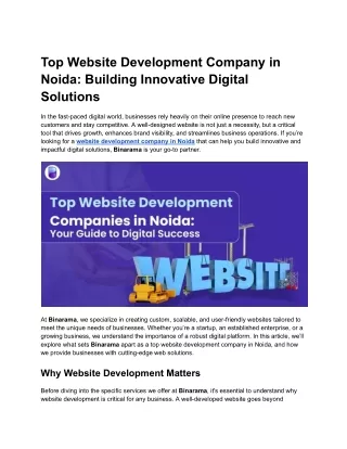 Top Website Development Company in Noida_ Building Innovative Digital Solutions