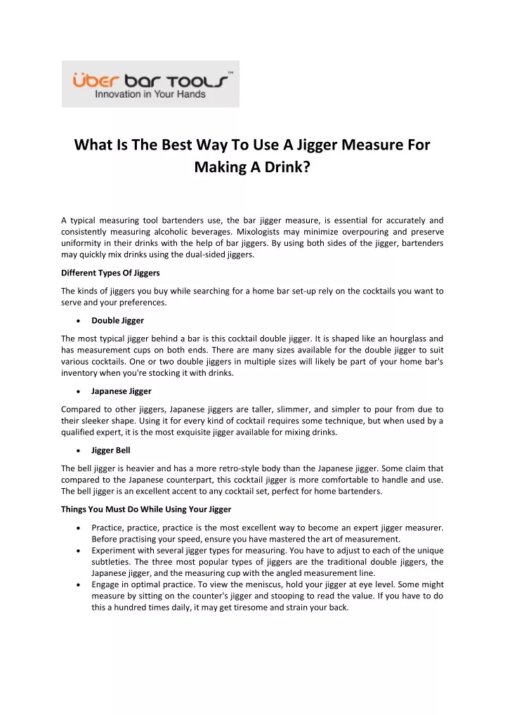 what is the best way to use a jigger measure