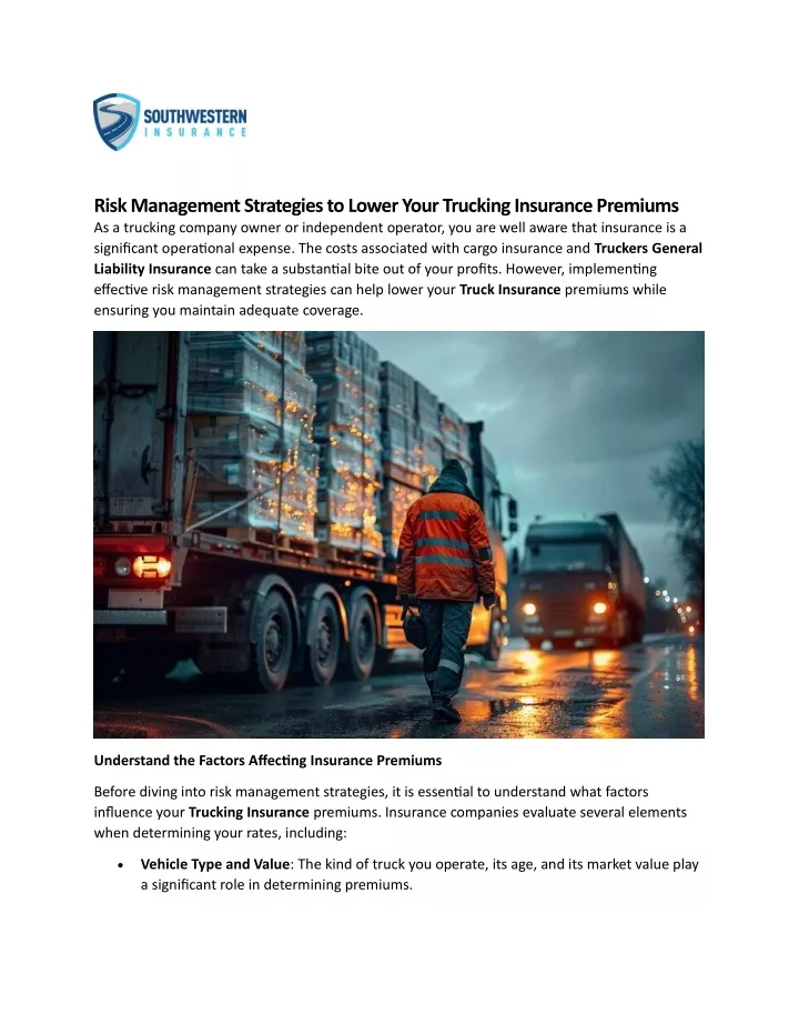 risk management strategies to lower your trucking