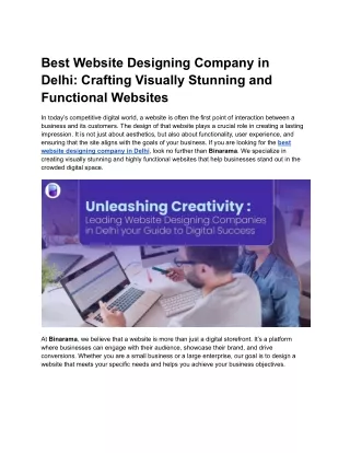 Best Website Designing Company in Delhi_ Crafting Visually Stunning and Functional Websites