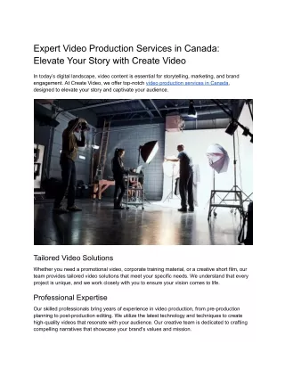 Expert Video Production Services in Canada_ Elevate Your Story with Create Video