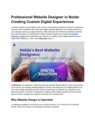 Professional Website Designer in Noida_ Creating Custom Digital Experiences