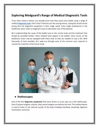 Exploring Medguard’s Range of Medical Diagnostic Tools