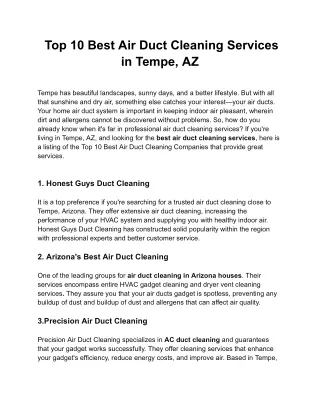 Breathe Easy: Air Duct Cleaning in Tempe, AZ