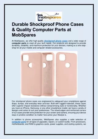 Durable Shockproof Phone Cases & Quality Computer Parts at MobSpares