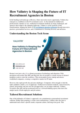 how valintry is shaping the future