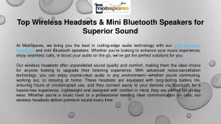 Top Wireless Headsets & Mini Bluetooth Speakers for Superior Sound