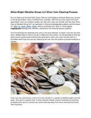 Shine Bright Gibraltar Group LLC Silver Coin Cleaning Process