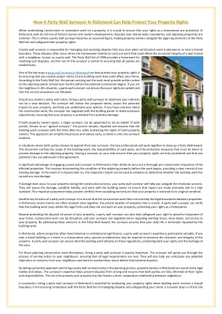 How A Party Wall Surveyor In Richmond Can Help Protect Your Property Rights