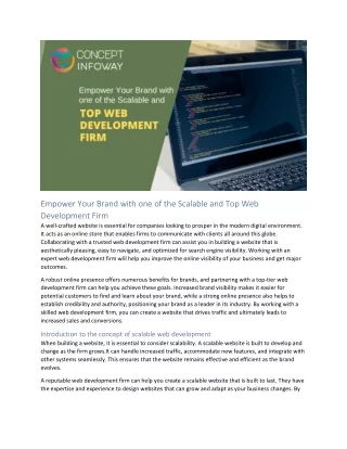 Empower Your Brand with one of the Scalable and Top Web Development Firm