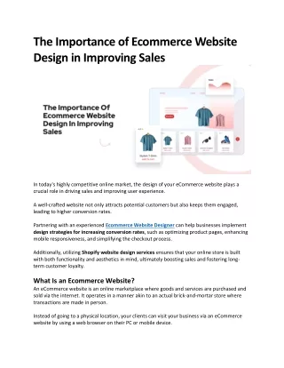 The Importance of Ecommerce Website Design in Improving Sales