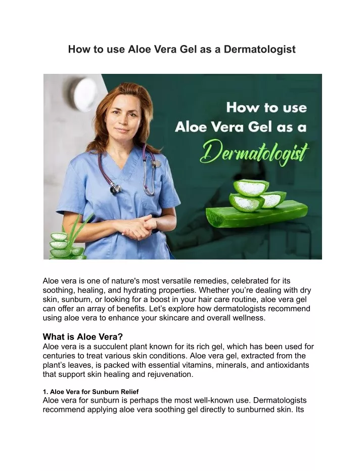 how to use aloe vera gel as a dermatologist