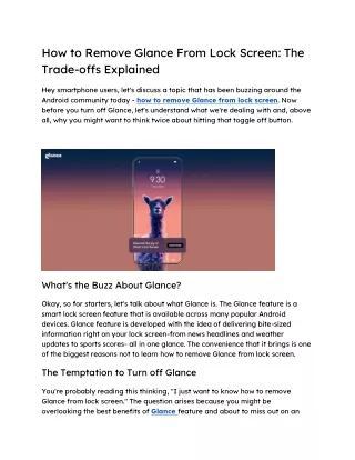 How to Remove Glance From Lock Screen The Trade-offs Explained