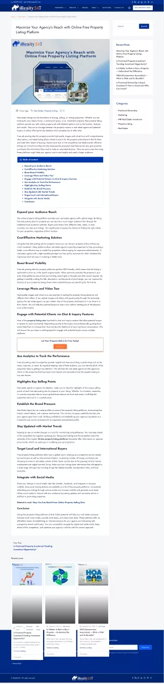 Maximize Your Agency's Reach With Free Property Listing Platform