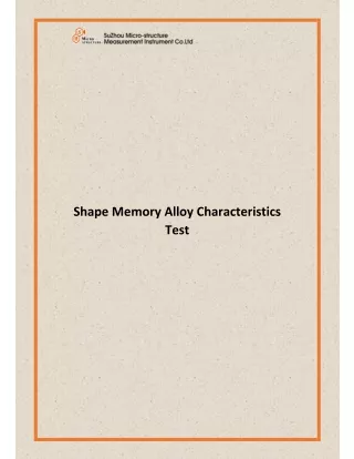 Shape Memory Alloy Characteristics Test