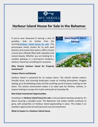 Harbour Island House for Sale in the Bahamas