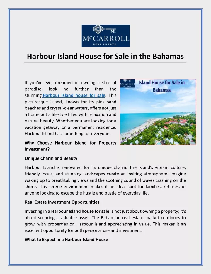 harbour island house for sale in the bahamas