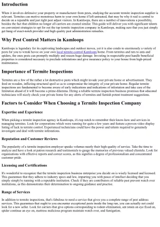 Choosing the Right Termite Inspection Companies in Kamloops: A Guide