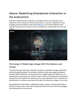 Glance Redefining Smartphone Interaction in the Android Era
