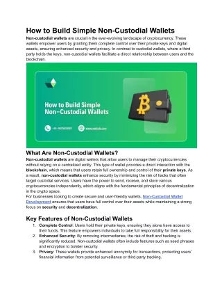 How to Build Simple Non-Custodial Wallets