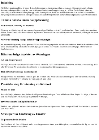 Att navigera i känslor vid tömning av ett dödsbo innan bouppteckningen