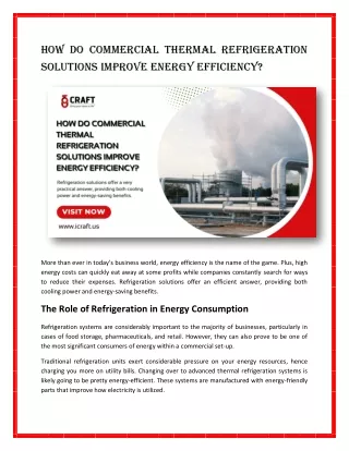 How do Commercial Thermal Refrigeration Solutions Improve Energy Efficiency