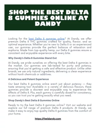 Elevate Your Chill Shop the Best Delta 8 Gummies Online at Dandy
