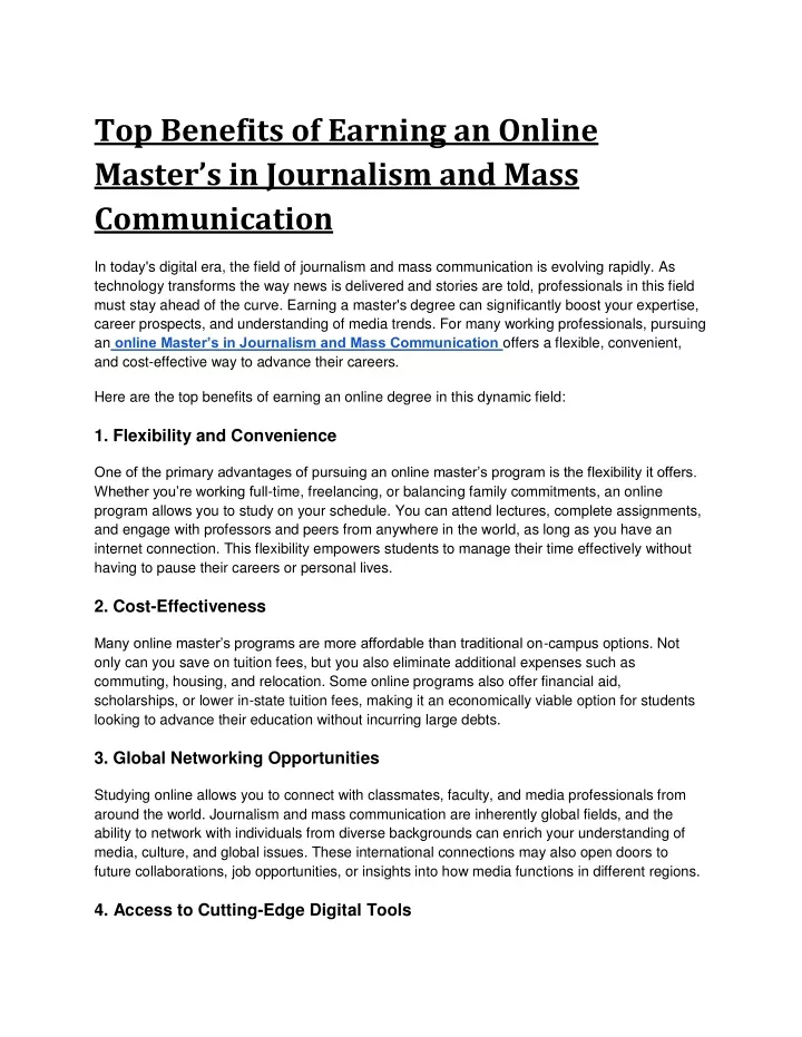 top benefits of earning an online master