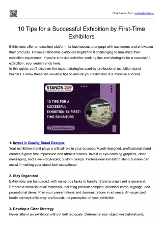 10 Tips for a Successful Exhibition by First-Time Exhibitors