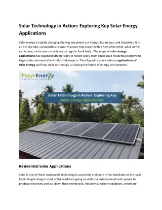 Solar Technology in Action_ Exploring Key Solar Energy Applications