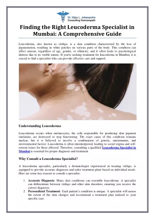 Expert Leucoderma Specialist in Mumbai