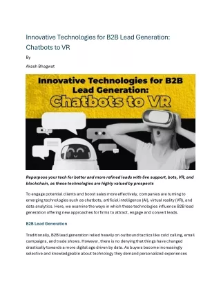 innovative technologies for b2b lead generation