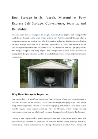 Boat Storage in St. Joseph, Missouri at Pony Express Self Storage_ Convenience, Security, and Reliability