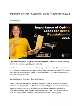 importance of opt in leads for brand reputation