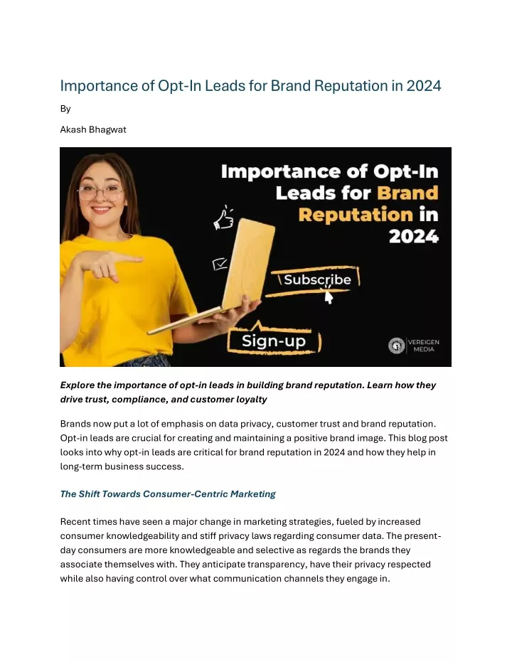 importance of opt in leads for brand reputation