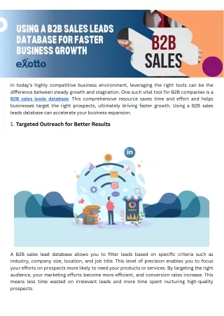 using a b2b sales leads database for faster