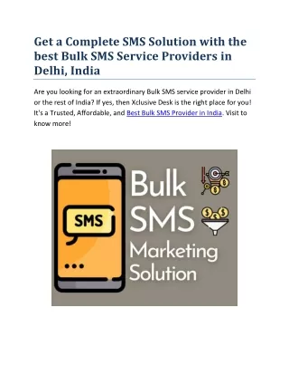Get a Complete SMS Solution with the best Bulk SMS Service Providers in Delhi