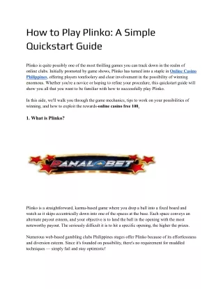 how to play plinko a simple quickstart guide