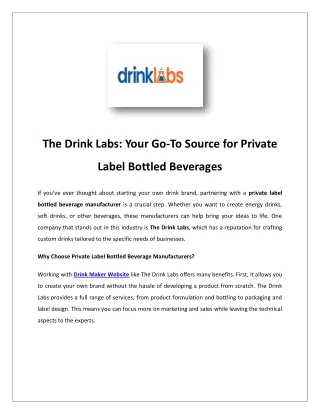 the drink labs your go to source for private