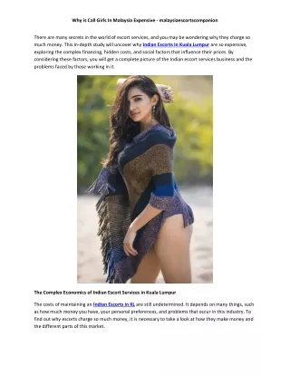 Why is Call Girls In Malaysia Expensive - malaysiaescortscompanion